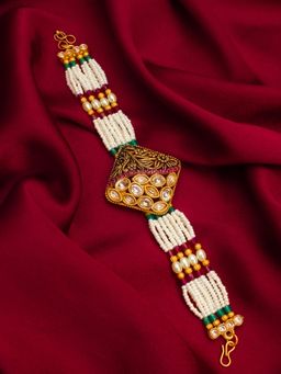 Aadita - Gold Toned Plated Studded Stones Wraparound Bracelet Bridal Multi-Color