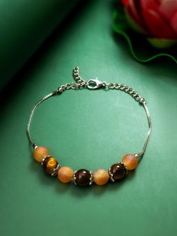 Aadita - Women Silver Plated Charm Bracelet Brown