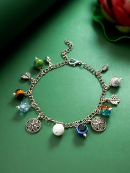 Aadita - Women Silver Handcrafted Wraparound Bracelet Multi-Color