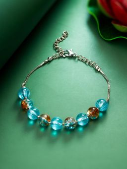 Aadita - Women Silver Plated Pearl Bracelet Blue