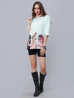 ANNY - Women Green Fashionable Girls Printed Shirt