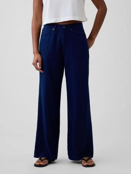 GAP - Women Blue High Waist Relaxed Fit Trouser