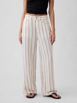 GAP - Women Multi-Colour Vertical Stripes Relaxed High Waist Trouser