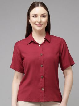 Style Quotient - Women Wine Viscose Rayon Shirt