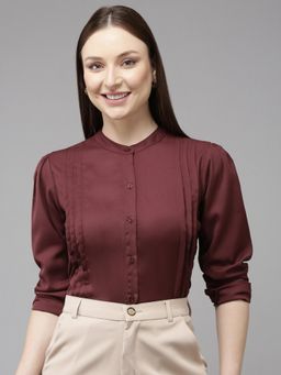 Style Quotient - Women Maroon Polyester Shirt
