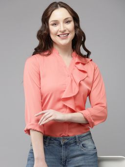 Style Quotient - Women Coral Polyester Shirt