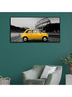 HomeTown - Simon Rome Taxi Glossy Mdf Print Painting, Black And Yellow 100X50Cm