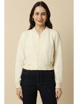 Allen Solly - Women Beige Textured Round Neck Sweatshirt