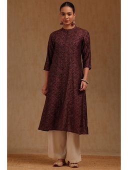 Soch - Womens Wine Muslin Ethnic Motifs Kurta