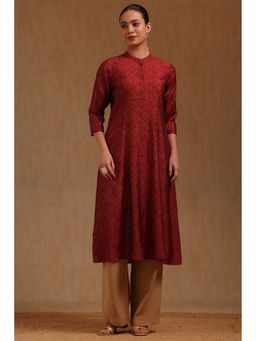 Soch - Womens Red Muslin Ethnic Motifs Kurta