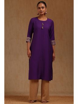 Soch - Womens Purple Gadwal Embroidered Kurta Beads
