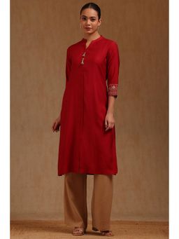 Soch - Womens Red Gadwal Solid Kurta
