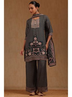 Soch - Womens Green Muslin Floral Print Kurta Pant and Dupatta