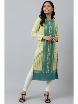 Aurelia - Light Yellow Ethnic Winter Kurta In Band Collar