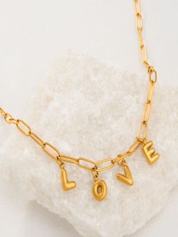 AQUASTREET - Balloon LOVE Charm Chain 18K Gold Plated Waterproof Anti-Tarnish Necklace