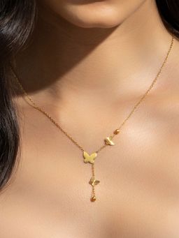 AQUASTREET - Butterfly Lariat Necklace 18K Plated Waterproof Anti-Tarnish
