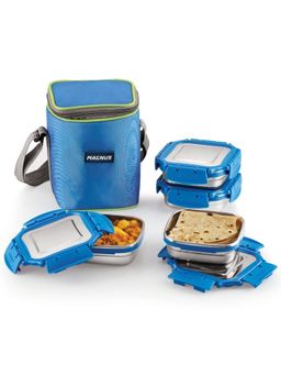 MAGNUS - Mega 4 Blue Premium Stainless Steel Lunch Box Carry Case -1200 ml