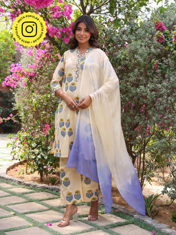 Bud & Tulip - Rashi Straight Kurta with Pant and Dupatta (Set of 3)