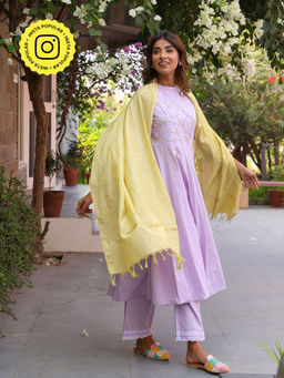 Bud & Tulip - Khila Anarkali Kurta Pant and Dupatta (Set of 3)