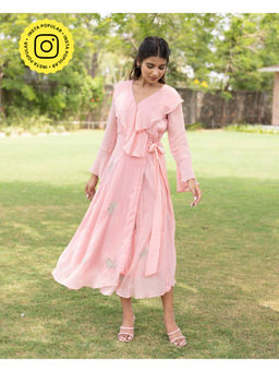 Bud & Tulip - Hand Embroidered Pink Soneva Wrap Dress
