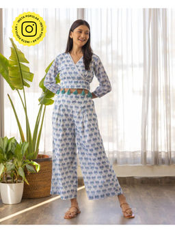 Bud & Tulip - Blue Hand Crafted Malla Co-Ord (Set of 2)