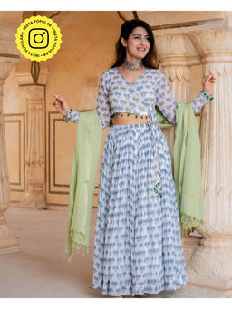 Bud & Tulip - Iris Lotus Skirt with Blouse and Dupatta (Set of 3)