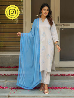 Bud & Tulip - Ambika Kurta with Pant and Dupatta (Set of 3)