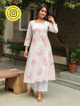Bud & Tulip - White Pink Lotus Neera Suit (Set of 3)