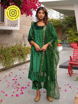 Bud & Tulip - Aaliya Green Kurta 1Pant Dupatta (Set of 3)