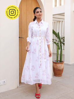 Bud & Tulip - White Check Shirt Dress with Belt (Set of 2)