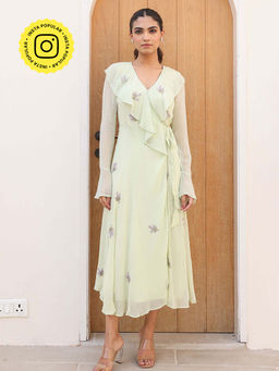 Bud & Tulip - Green Spring and Swing Wrap Midi Dress