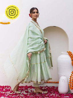 Bud & Tulip - Womens Cotton Printed Green Chokari Suit