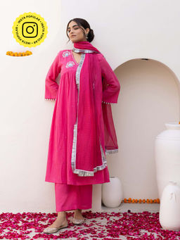 Bud & Tulip - Womens Cotton Sequined Pink Manushi Suit