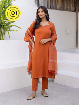Bud & Tulip - Womens Cotton Solid Rust Somya Suit