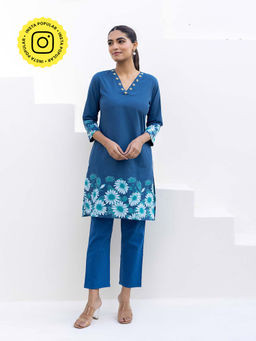 Bud & Tulip - Womens Cotton Floral Blue Adira Suit