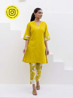 Bud & Tulip - Womens Cotton Printed Yellow Lekha Co-Ord Set