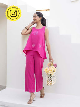Bud & Tulip - Womens Cotton Printed Pink Ena Co-Ord Set