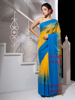 Arhi - Yellow Handloom Soft Saree with Unstitched Blouse