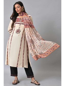 W - Aztec Kurta-slim Pant-dupatta White (Set of 3)
