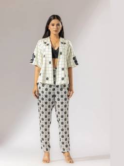 Thee Modern Roots - Ivory Blossom Satin Silk Kimono Jacket