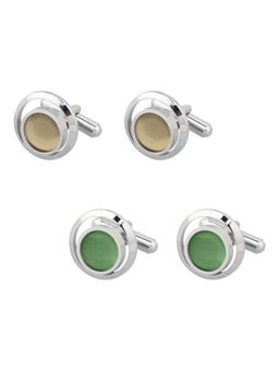 The Tie Hub - Green and Yellow O Ring Stone Cufflinks