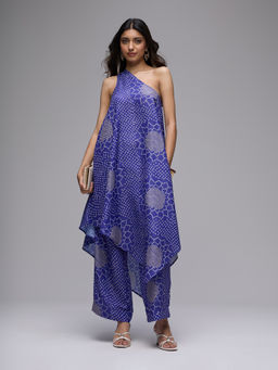 Gajra Gang - Purple Muslin Bandhani Print Kurta With Straight Pant La Dolce Vita (Set of 2)