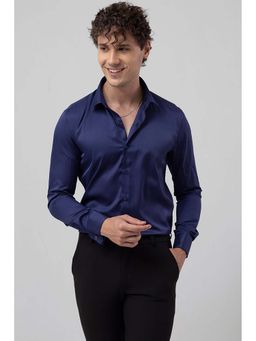 Snitch - Men Navy Blue Solid Casual Shirt