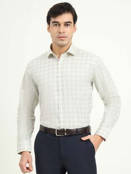 Greenfibre - Men White Checks Formal Shirt
