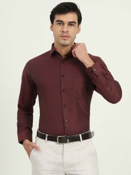 Greenfibre - Men Maroon Solid Formal Shirt