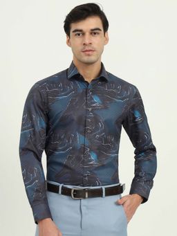 Greenfibre - Men Blue Printed Formal Shirt