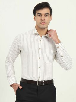 Greenfibre - Men White Stripes Formal Shirt