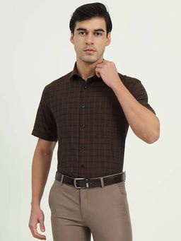 Greenfibre - Men Brown Checks Formal Shirt