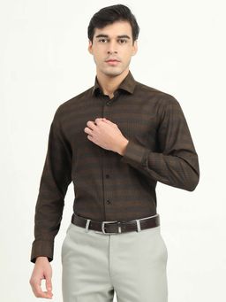 Greenfibre - Men Brown Stripes Formal Shirt