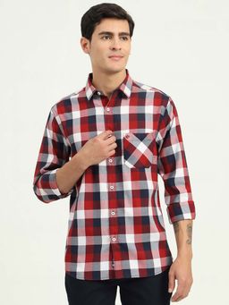 Greenfibre - Men Red Checks Casual Shirt